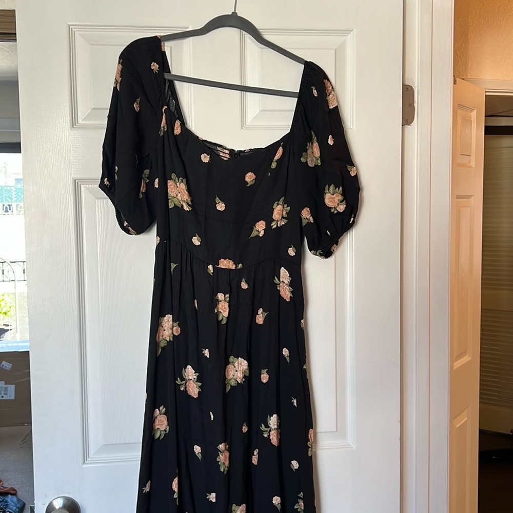 Reformation Black Floral Midi Dress